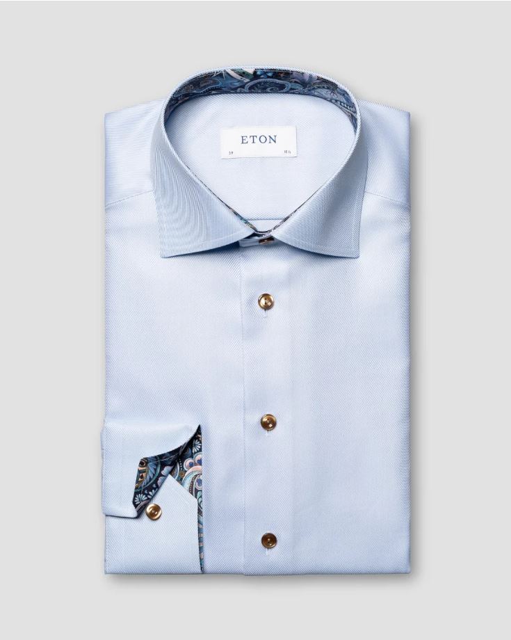 Eton Slim Textured Twill Shirt