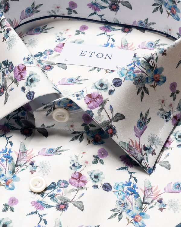 Eton Slim Fit Floral Print Twill Shirt