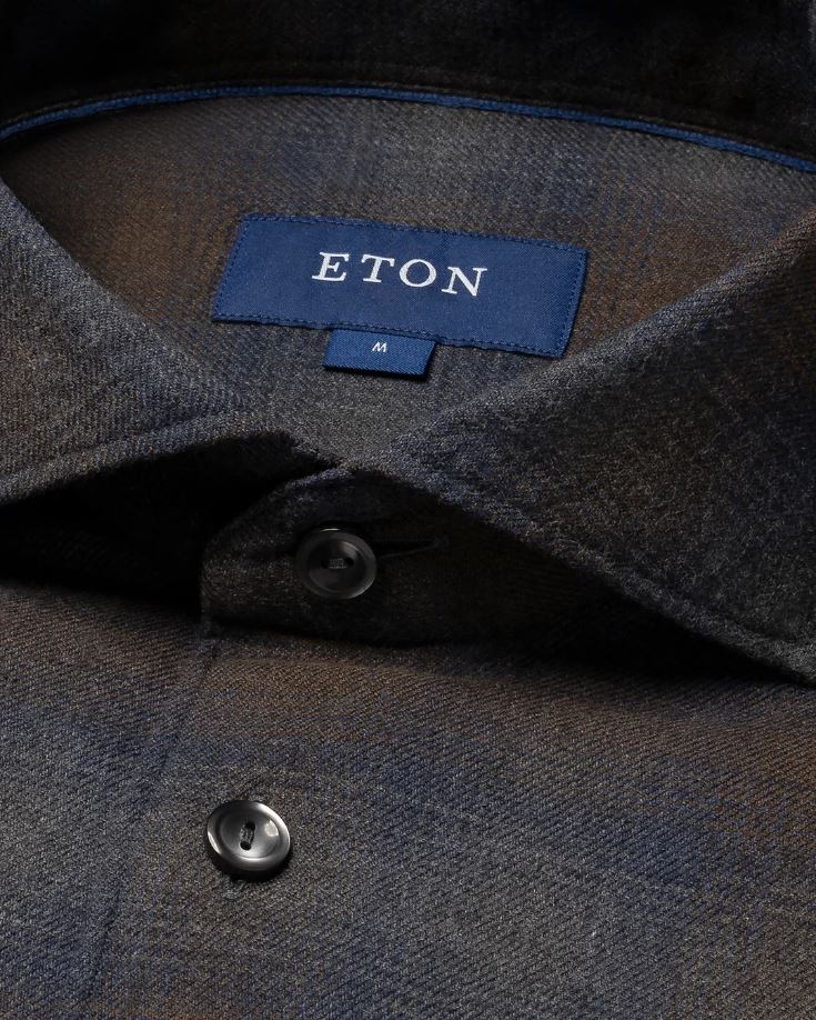 Eton Slim Checked Flannel Shirt