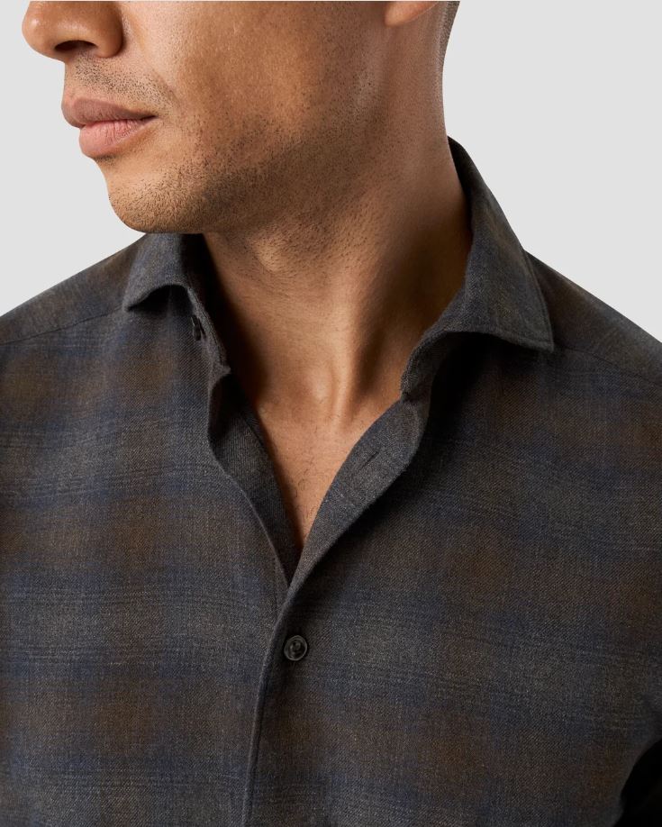 Eton Slim Checked Flannel Shirt