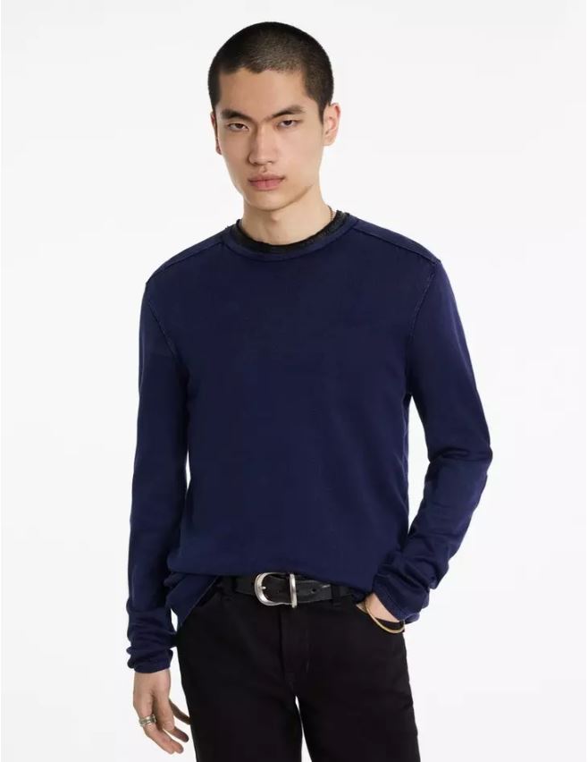 John Varvatos LS CREW NECK IN ACID WASH